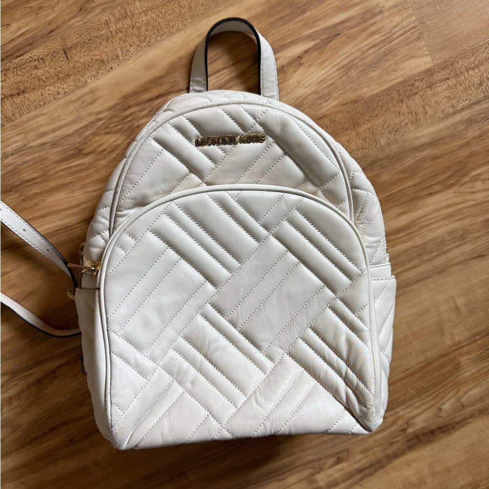 Michael Kors Cream Quilted Backpack